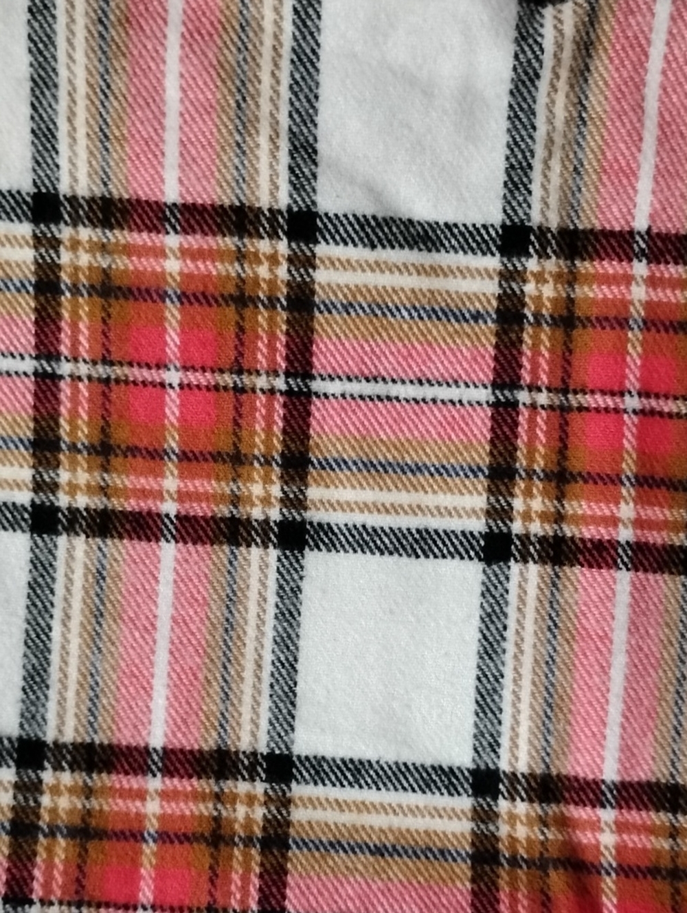 Fall Plaid Fringe Scarf - White, Red, Tan And Pink Tones - Picture 4 of 4